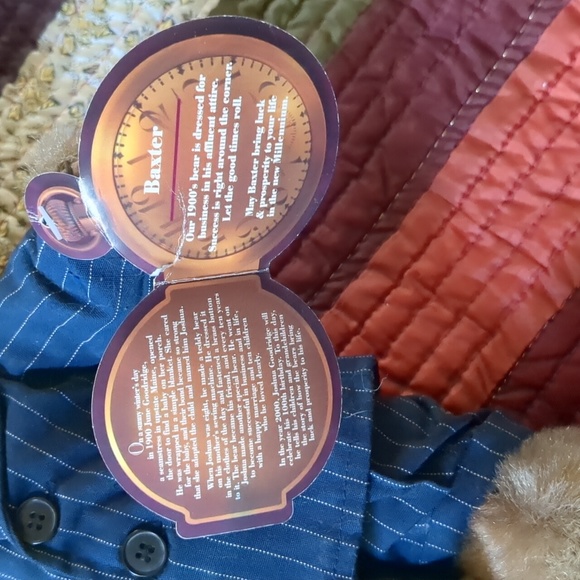 BAXTER* Brass Button Bear orig. outfit and tags, sweet little dude in pinstripes - Picture 6 of 7